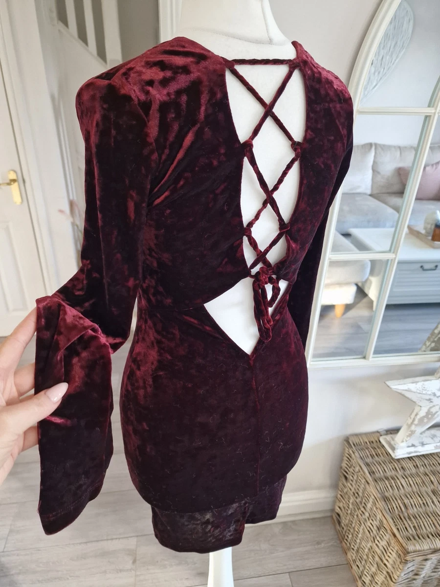 strapless open back dress Abel & Lula Ruby Red Sequin Puff Sleeve Dress 5529 6 / Ruby Red