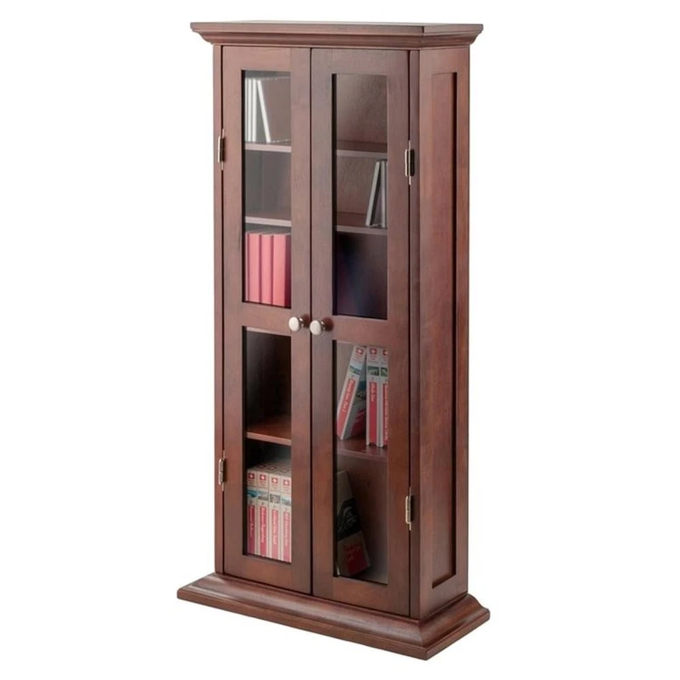 Pemberly Row Solid Wood CD & DVD Media Storage Cabinet in Antique Walnut - Image 4 of 4