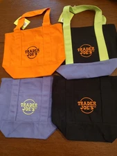 Trader Joe's Mini Halloween Canvas Tote Bag Set Of 4 RARE LIMITED PRESALE New !!