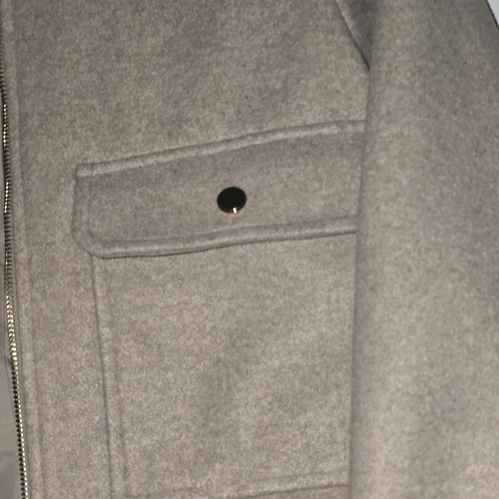 ZARA  Beige Wool Blend Full Zip Jacket Lined Pockets Size L image 4