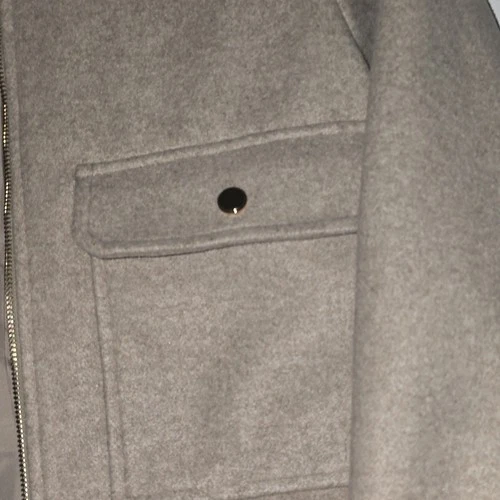 ZARA  Beige Wool Blend Full Zip Jacket Lined Pockets Size L image 4