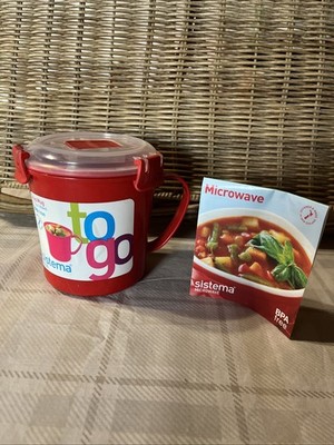 Red Sistema TO GO Microwave Soup Mug, 22 fl oz One Cup BPA Free