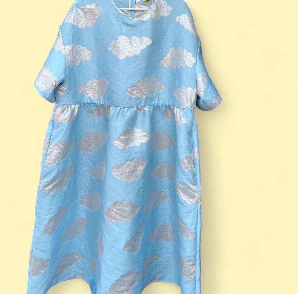 Lazy Oaf 银色衬里金属锦缎云连衣裙蓝色英国 22 美国 18 — 第 4/4 张图片