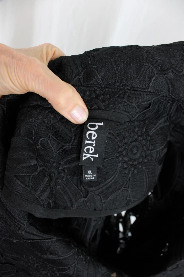 Berek Women's Black Perforated Embroidered Jeweled Long Sleeve Jacket Blazer XL - Image 3 of 3
