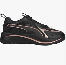puma black/rose gold rs curve glow lace up sneaker size 8 1/2