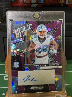 2025 Panini Prizm Autograph Rookie Omarion Hampton Purple Ice Prizm /199 AU, RC