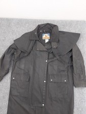 Cowboy Western Oilskin Wax Coat Duster Mens Large Black Western Rider Australian