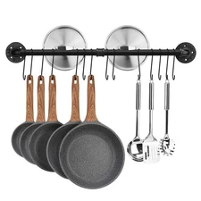 Toplife 31.5 inch Pot Rack, Kitchen Wall Mounted Detachable Pan Lid Utensils ...