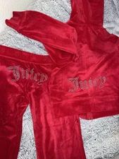 Size S Juicy Couture Velour Tracksuit Set Bling jacket and pants Flash red