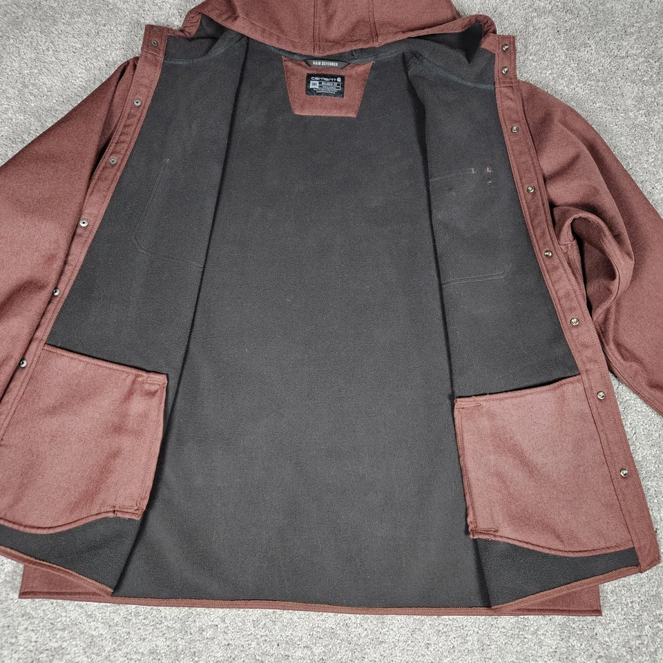 Carhartt Jacket Mens 3XL Dark Cedar Maroon Rain Defender Shirt Jac 105022 224  - Image 3 of 4
