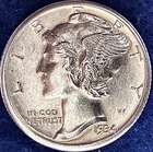 1934-P Mercury Silver Dime Very Nice Ch BU++