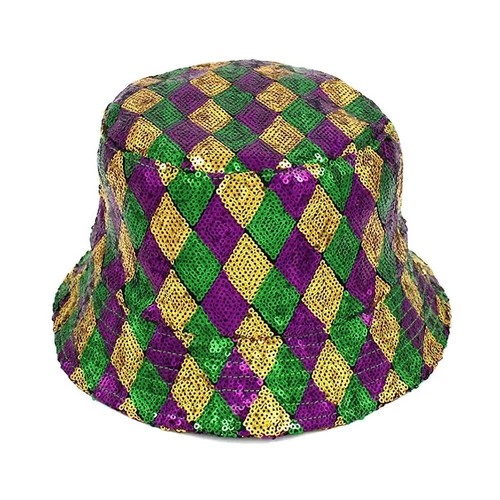 Mardi Gras Sequin Harlem Bucket Hat - Picture 2 of 3