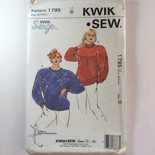KwikSew 1795 Raglan Sleeve Turtle High Sweatshirt Top Ladies New Uncut Pattern