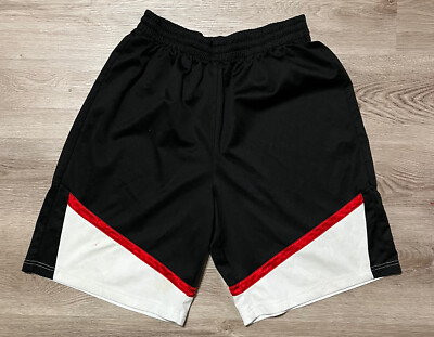 Vtg Bugle Boy Shorts Adult XL Extra Large Black White Red Elastic Waistband