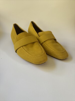 HALOGEN Women's 9 Lucy Mustard Yellow Loafer Leather Flats Academia Office