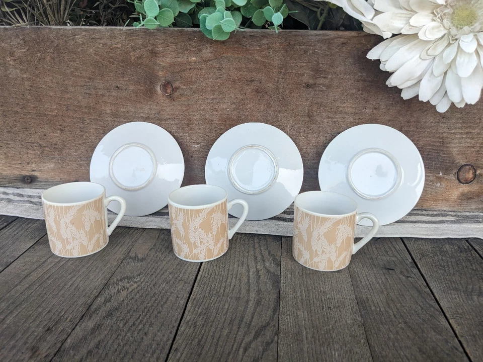 Juegos de tazas y platillos de té espresso vintage de porcelana con diseño de trigo Demitasse (3) Foto 2 de 4