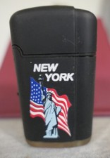 Vintage Black "New York" American Flag Liberty Statue Advertising Butane Lighter