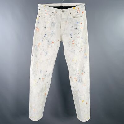 JOHN ELLIOTT Größe 30 Weiß Mehrfarbig Farbe Splatter Baumwolle Knopf Fly Jeans
