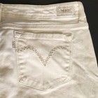 LEVI'S SZ 17 OPTIC WHITE FLARED EMBROIDERED MID RISE SEXY HIPPIE CHIC JEANS  — photo 10