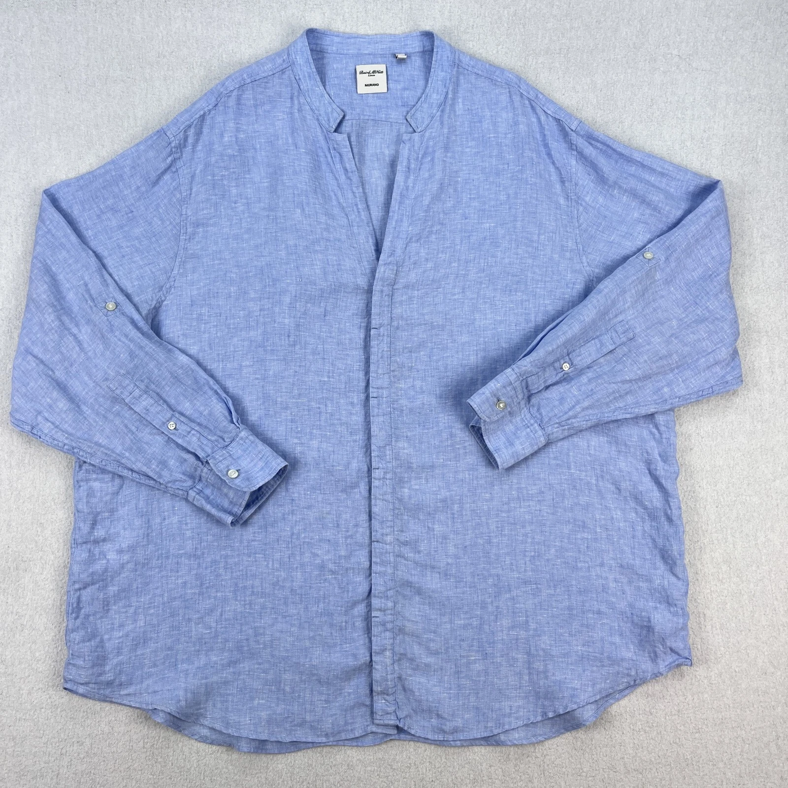 Murano Baird McNutt Irish Linen Shirt Mens 3XB Light Blue Banded Western Collar