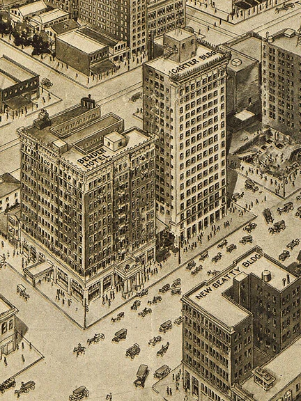 Bird's Eye View 1912 年休斯顿德克萨斯州复古风格城市地图 - 18x24 — 第 2/4 张图片