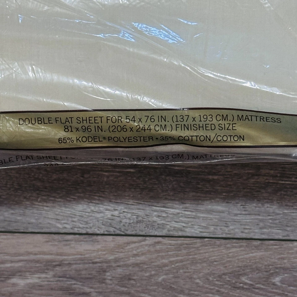 Conjunto de lençóis vintage marfim Springmaid Wondercale sem ferro percal duplo plano/encaixado novo na embalagem - Imagem 2 de 4