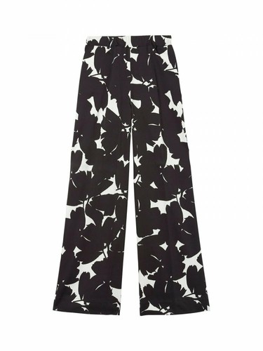 Pantaloni Ragno donna in satin di cotone elasticizzato fantasia nero DC88P4  | eBay
