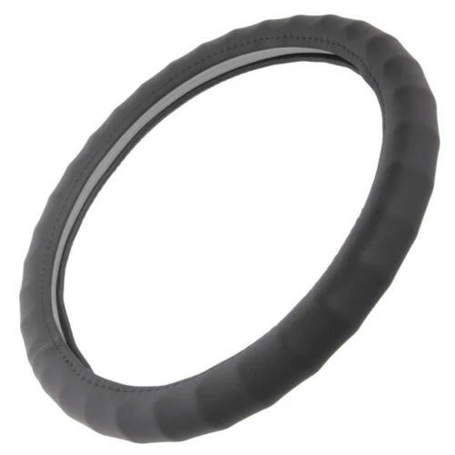 Car Steering Wheel Cover Genuine Custom Leather 14" Small Black for Auto Van SUV - Image 2 of 4