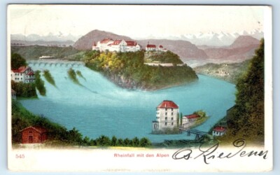 Rheinfall mit den Alpen Switzerland UDB Postcard