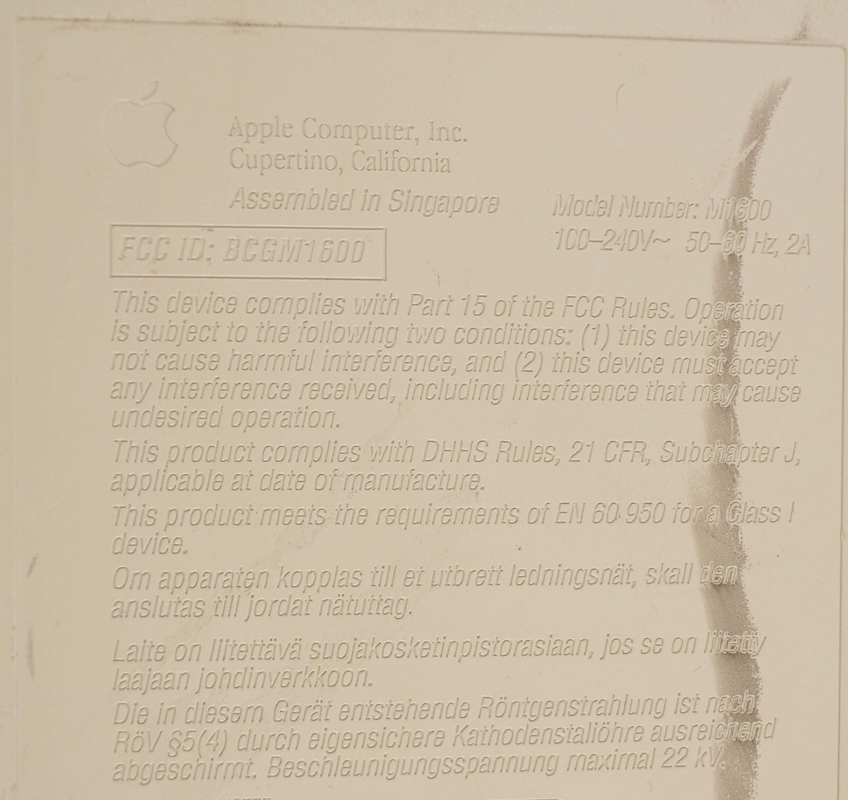 Vintage Apple Macintosh Mac M1600 68030 16mhz Color Classic