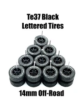 5x Sets of Black TE37 Letter 14mm OFF ROAD Real Rider Wheel W/ Rubber Tire 1/64