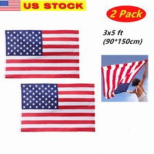 2 Pack 3'x5'FT USA US U.S. American Flag Polyester Stars Brass Grommets
