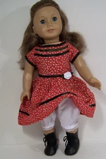 1853 Era Red Dress Bloomers Doll Clothes For 18” American Girl Cecile (Debs*)