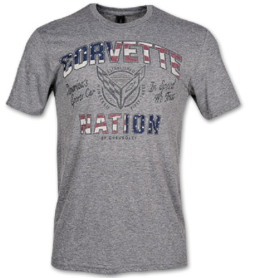 C8 CORVETTE T-SHIRT GRAY CORVETTE NATION BY CHEVROLET M-XL 24.99+2XL FS NEW