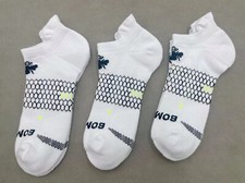 3 Pairs Unisex Bombas Running Honeycomb Pattern Socks, Size Medium Size, White