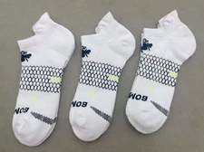 3 Pairs Unisex Bombas Running Honeycomb Pattern Socks,  Size Medium Size, White
