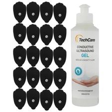 Tens Unit Muscle Stimulator Electrodes Replacement Pads Combo + Conductive Gel