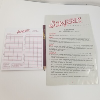 Replacement Scrabble & Yahtzee Wood Cabinet Collector Rules/Manual Scoresheet