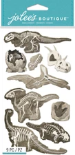 Jolee's Boutique Dimensional Stickers ~ Dinosaur Skeleton Bones 9 Pc Sheet