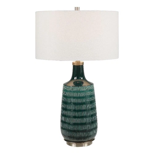 Uttermost Scouts Transitional Ceramic Metal and Fabric Table Lamp in Blue/Green - Picture 1 of 8
