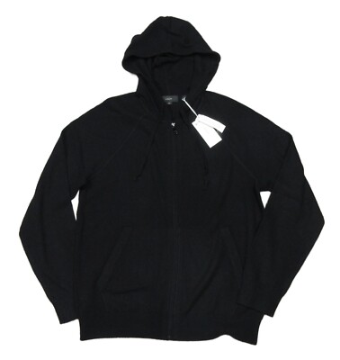 Vince Men's Black Wool Cashmere Full Zip Hooded Sweater $425