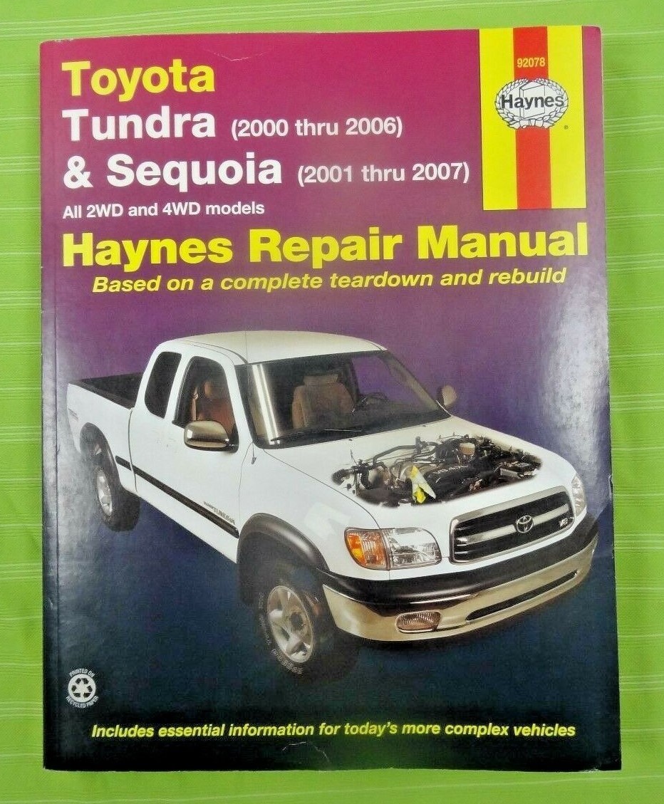 Buy Haynes Repair Manual: Toyota Tundra (2000 Thru 2006) and Sequoia (2000- 2007) : All 2wd and 4wd Models by John Haynes (2010, Paperback) online |  eBay