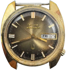 Vintage 1974 Bulova Accutron Yellow Sunburst Men's Tuning Fork Wristwatch 218
