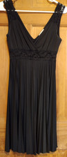 Forever Plunge Neck Dress Size S Black Sleeveless Accordion Pleat Lace Detail