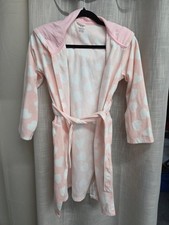 Carter's Pink White Heart Hooded Robe Kids Nighttime Sleep Size 6-12