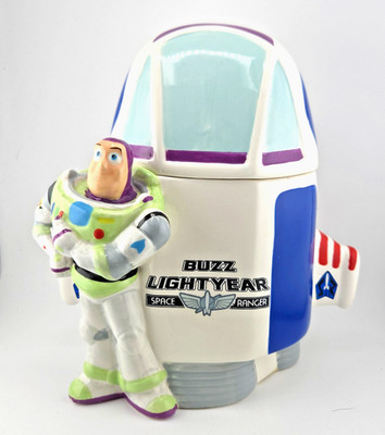 Buzz Lightyear Spaceship Ceramic Cookie Jar Figurine Disney Toy Story 22803 READ