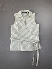 Express Stripe Sleeveless Wrap Dress Shirt Womens 7/8