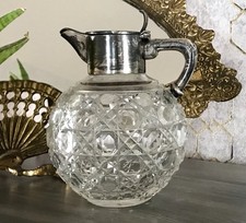 Antik EDEL Schliff Karaffe Kännchen Silber 800 Kristall Glaseinsatz Jugendstil