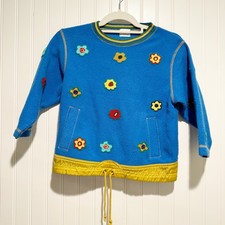 Chickeeduck Blue Floral Terry Cloth Sweatshirt Girls 6