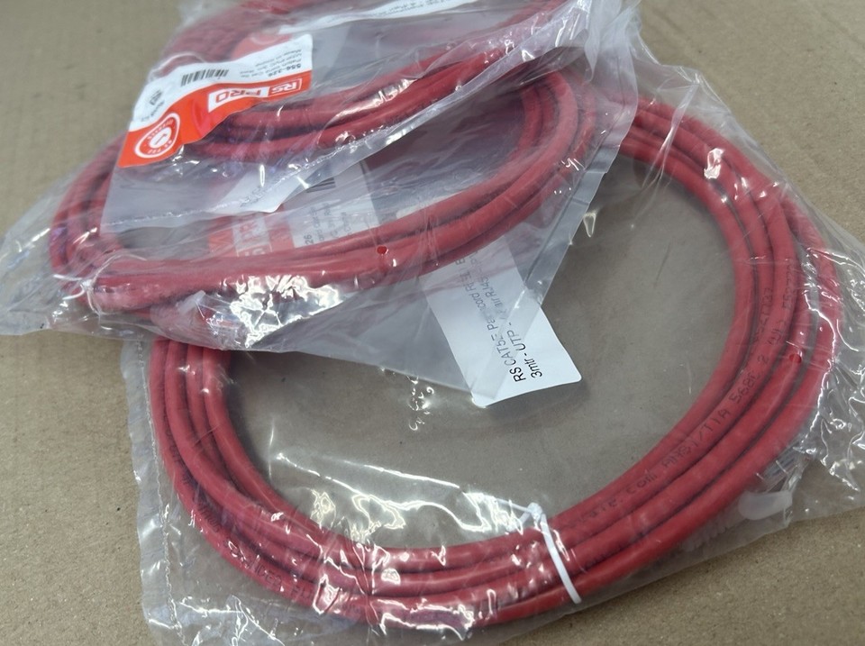 3m Cat5e Ethernet Patch Cable RJ45 Male to Male Red UTP Gigabit (3 ...